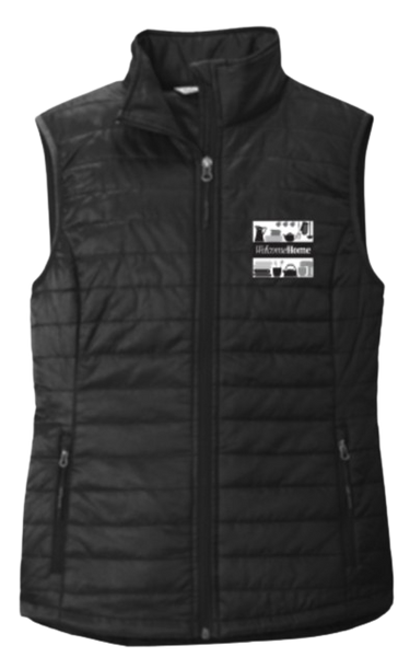 Welcome Home Ladies Packable Puffy Vest (embroidered logo)