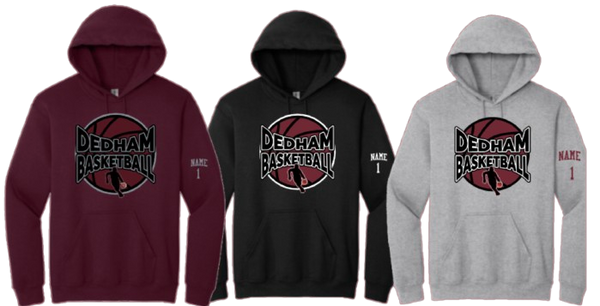 Dedham Metrowest Hooded Sweatshirt  Basketball Player Logo(Black,Maroon,Grey)