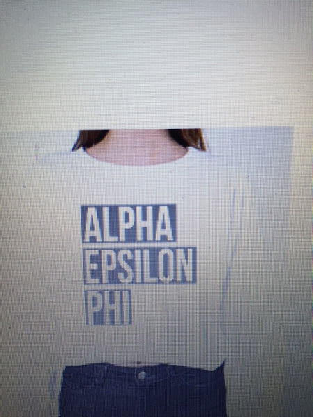 Burn Out Crew Neck  AEPHI in a Box (White Outline Show Through Letters)