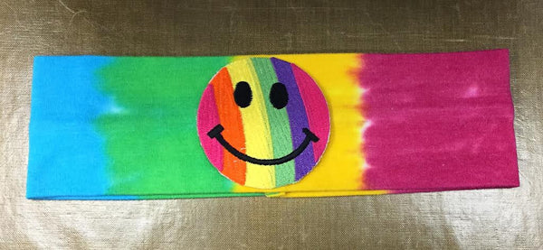Tie Dye Headband with Smile